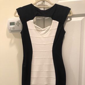 Black and white fitted dress